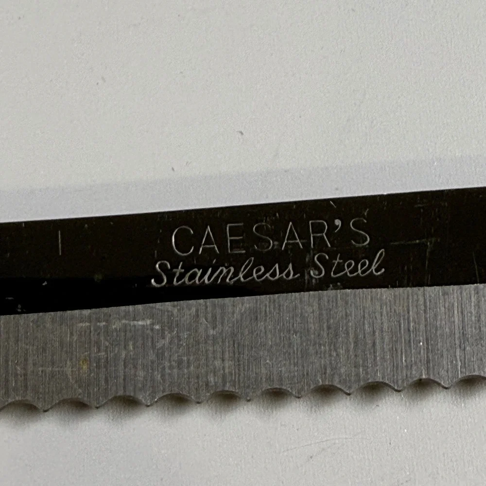 VTG Caesar's Stainless Steal Japan Steak Knife Wooden‎ Handle  Rustic Cabin Core